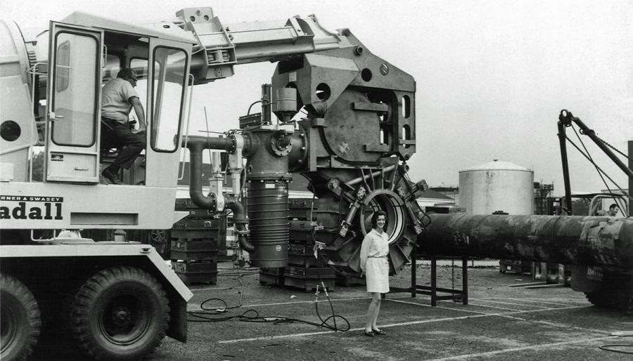 Hamilton's late 1960's gas pipeline welder used for the field welding of pipeline sections.