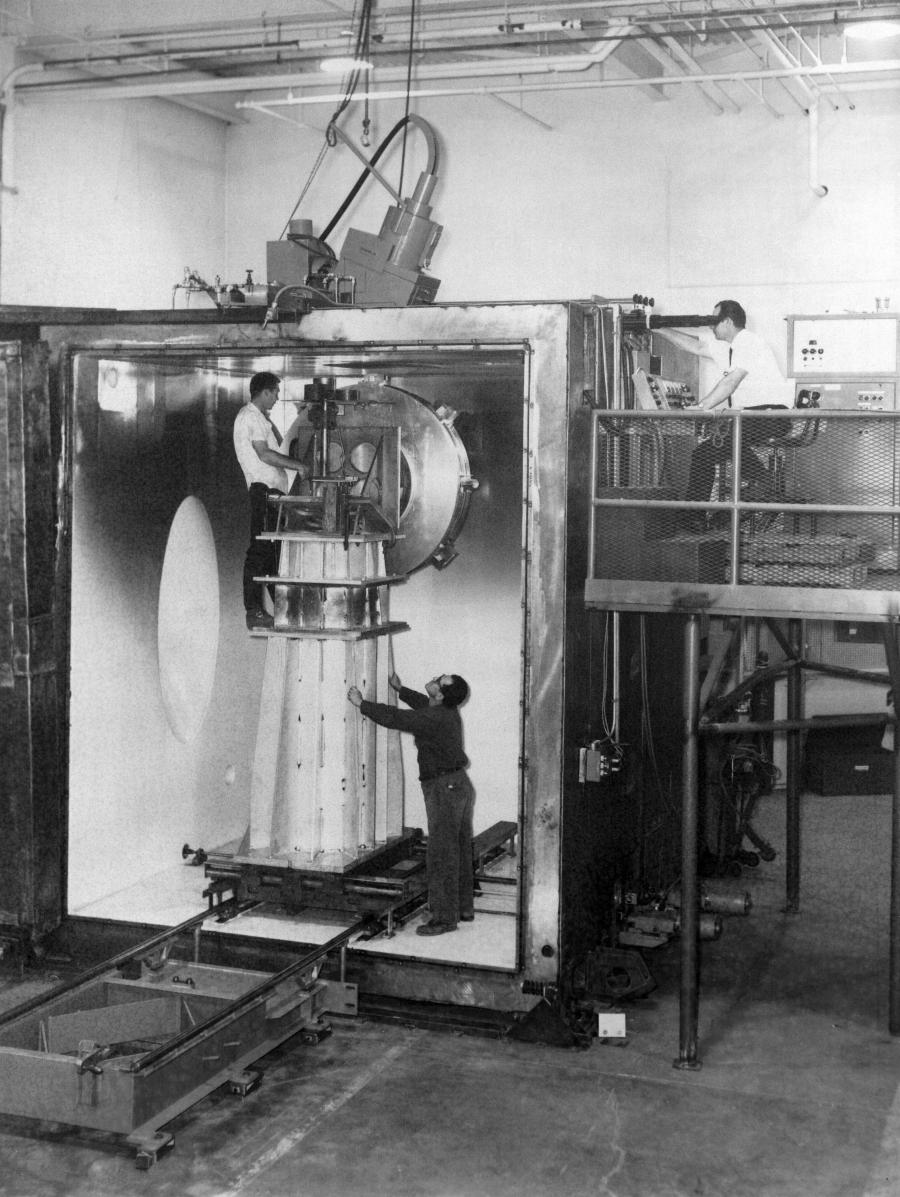 1960's Hamilton Standard bent column, large chamber 25 kW EB welder.